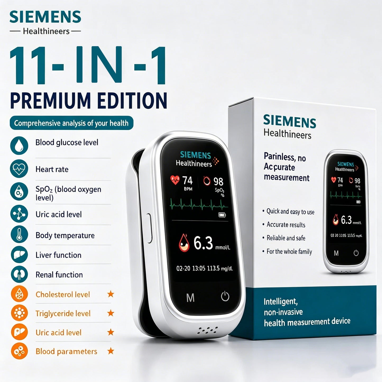 Siemens™ 11-in-1 Non-invasive Glucose Meter