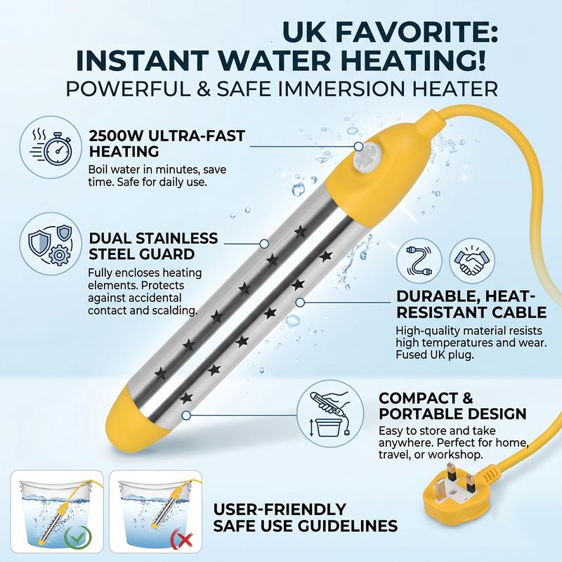 π 50% OFF NOW! β° Safe Anti-Scald Immersion Heater for Travel & Home β Compact & overheat protection β Perfect for heating drinks or baby food while travelling β dual voltage & fast heating π₯