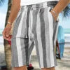 Men\'s Casual Lightweight Drawstring Elastic Waist Beach Shorts With Pockets