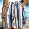 Men\'s Casual Lightweight Drawstring Elastic Waist Beach Shorts With Pockets