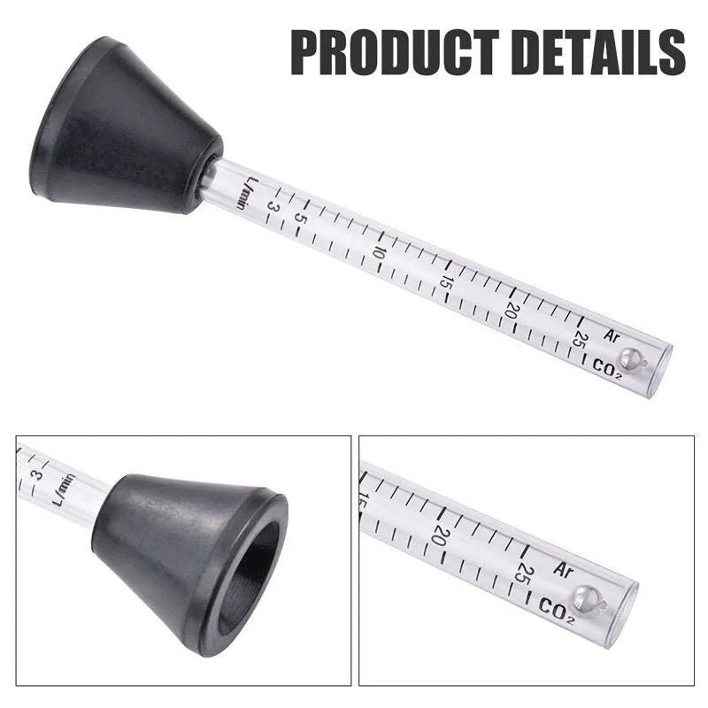 Exit Gas Shielded Welding Gun Gas Flow Meter Argon Carbon Dioxide Double Scale 25L/min